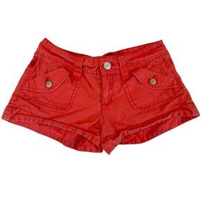Bongo Womens Denim Shorts Low Rise Flat Front Pockets Cotton Red Size 3